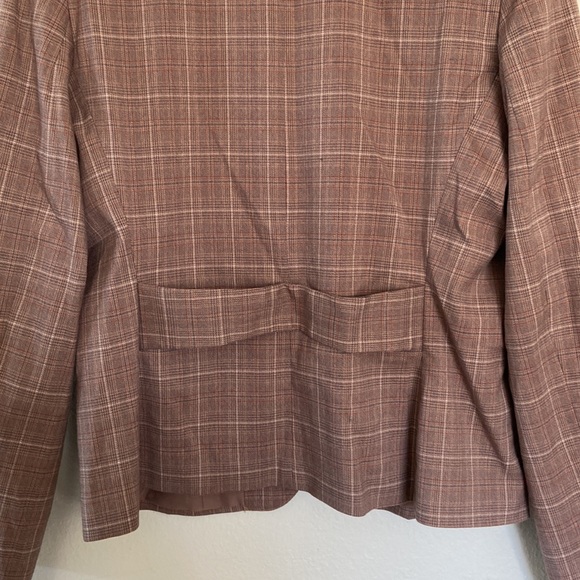 Harve Bernard Notched Lapel One Button Plaid Blazer Brown Color Women’s 8 - Picture 9 of 15